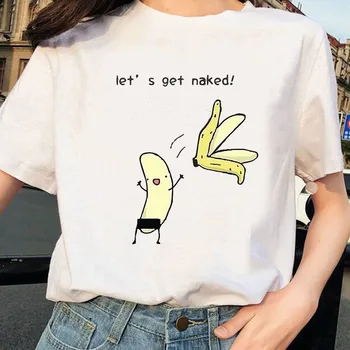 Juokinga Moterų trumpomis Rankovėmis T-shirt Plius Dydis S-2XL Naujas Bananų Spausdinti Marškinėliai Moterims Harajuku Klaidingą Asmenybės Laisvi Marškinėliai Tee Viršų