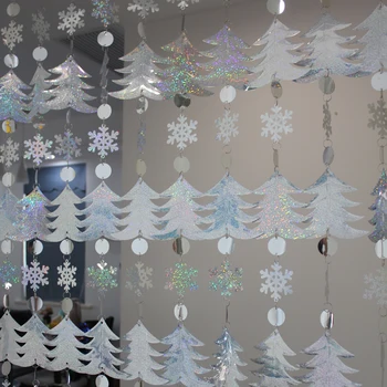 Kalėdinė dekoracija Namuose užuolaidų didelis snaigės lazerio blizgančiais PVC blizgučiai blizgančiais užuolaidų Kalėdų eglučių papuošalai