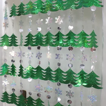 Kalėdinė dekoracija Namuose užuolaidų didelis snaigės lazerio blizgančiais PVC blizgučiai blizgančiais užuolaidų Kalėdų eglučių papuošalai