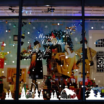 Kalėdos Sniegas Namo Sienų Lipdukai Vaikų kambario, Miegamojo Naujųjų Metų Lango Stiklo Dekoras Kalėdų Šalis Dekoro Nuimamas Meno, Lipdukai, Piešiniai