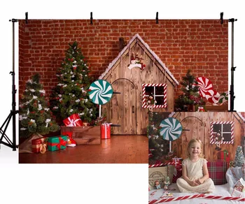 Kalėdų Fonas Žiemos Židinys Fotografijos Fone Kalėdų Eglutė Dovanų, Žaislų Medienos Namuose Vaikams Backdrops Foto Studija
