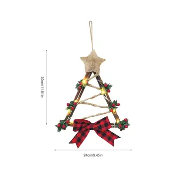 Kalėdų Mediniai Vainikas Namų Pakabukas LED Šviesos Mediniai Kabantys Papuošalai Kalėdų Atostogų Medienos Namus Kalėdų Medžio Kabo Dekoro