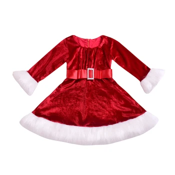 Kalėdų Šalis Oficialaus Princess Kūdikiams, Kūdikių Mergaitės Kailio ilgomis Rankovėmis Varčias, Kelio Ilgis-Line Suknelė Przybornik 0-5Y