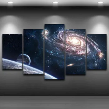 Kambarį HD Spausdinti Tapybos Paveikslus Namų Puošybai 5 Skydelis Visatos Paukščių tako Ūkas Modernios Sienos Meno Plakatų Sistema