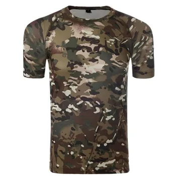 Kamufliažas Marškinėliai Quick Dry Kvėpuojantis Triko Kariuomenės Taktinių T-shirt Mens Suspaudimo Marškinėliai Fitneso Vasaros Bodybulding