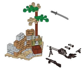 Karinės Serijos WW2 Sugadinti mūšio scena Kareivis modeliavimas mokymo bazę Mini ginklas 