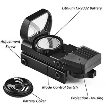 Karšto 20mm Geležinkelių Riflescope Medžioklės Optika Holografinis Red Dot Akyse Reflex 4 Tinklelis Taktinis taikymo Sritis Kolimatorius Akyse