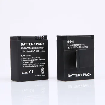 Karšto 4 x bateria gopro hero3 3+ baterijos AHDBT 301 302 + LCD Dual usb įkroviklio Gopro eiti pro HERO3 HERO 3 3+ fotoaparato priedai