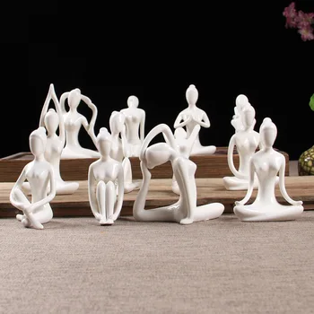 Keramikos Jogos 12 Pav Stiliaus Abstraktus Moteris Jogos Miniatiūriniai Ename Balta Yog Stattue Yoj Laikysena Figūrėlės Namų Papuošalas Skulptūra