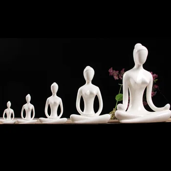 Keramikos Jogos 12 Pav Stiliaus Abstraktus Moteris Jogos Miniatiūriniai Ename Balta Yog Stattue Yoj Laikysena Figūrėlės Namų Papuošalas Skulptūra