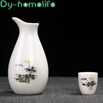 Keramikos Vyno Nustatyti Japonijos Gėlių 250ML Sake 1 Puodą 8 Puodelio Drinkware Dovanų Dėžutėje Namų Virtuvėje Baras Apdailos Vandens Tiekimo Įranga