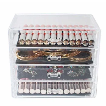 Keturių sluoksnių Stalčių Papuošalų Laikymo Dėžutė Skaidri Akrilo laikymo dėžutė papuošalų, kosmetikos laikymo apdailos dėžutę