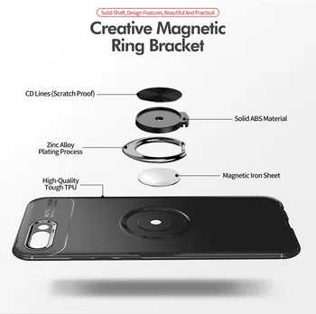 KEYSION Prabangus Žiedas Turėtojas Telefoną Atveju Huawei Honor 10 Magnetinių Automobilį Stovėti Minkšto Silikono Matinis Dangtelis Garbę 10 Atveju Rubisafe
