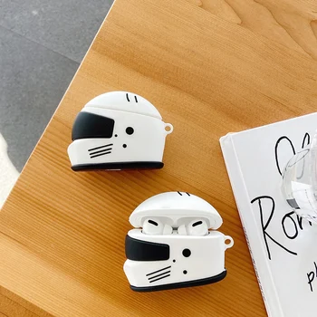 Kietas Motociklo Šalmas 3D Atveju AirPods 1 2 Pro Chaging Lauke Minkšto Silikono Belaidžio 