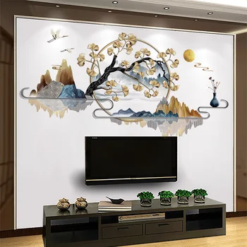 Kinų Stiliaus Kraštovaizdžio Siena Lipdukas Ginkmedžio Medžio Namų Dekoro Meno Vinilo Sienos Lipdukas Kūrybos Freskos Kambarį Dekoro Tapetai