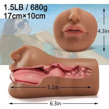 Kišenėje Pūlingas Dirbtinės Silikoninės 3D Giliai Gerklės Vyrų Masturbator Kalba Oralinis Seksas Blowjod Masturbacija Taurės Suaugusiųjų Sekso Žaislais Vyrams