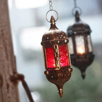 Klasikiniai Maroko Vėjo Žvakių Laikikliai Votive Geležies Stiklo Kabo Žvakidė Vestuvių Dekoravimas Candle Lantern Namų Dekoro