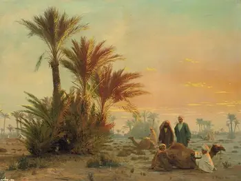 Klasikinio duomenys Arabų vyras dykumą kupranugaris dekoracijos tapybos drobės spausdintas ant drobės, sienos meno apdailos nuotrauką