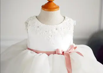 Konkurso Suknelė Baby Girl Varčias, Balta Nėrinių kūdikių Šalies Tiulio Princesė Suknelė Mergaitėms Gimtadienio Krapinėjimas Krikšto Drabužiai Vestidos