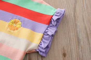 Korėjos Mados Mergaitės Clothign Nustatyti Gėlių Siuvinėjimas Spalvinga Juostelės Top&shorts Mielas Pyplys Vasaros Drabužių Komplektus