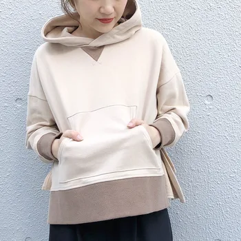 Korėjos Moterys Pavasarį Hoodies Prarasti 2020 Atsitiktinis Paprasta Devynių Taškų Rankovėmis Viršūnes Sweatershirts Janpanese Moterų Mergina Hoodies Japonija