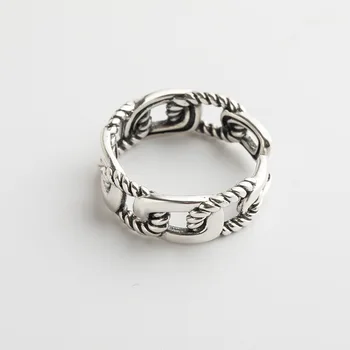Korėjos naujas s925 sterlingas sidabro žiedas moterims atidarymo paprasta, kanapių virvė kryžiaus temperamentas sidabro piršto žiedas tendencija sidabro papuošalai