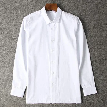 Korėjos Vyrų Marškinėliai Negabaritinių Atvartas Apykaklės Viena Breasted Mygtuką Iki Marškinėliai Vyrams Viršūnes Kietas Streetwear Ilgomis Rankovėmis Balti Laisvalaikio Marškinėliai