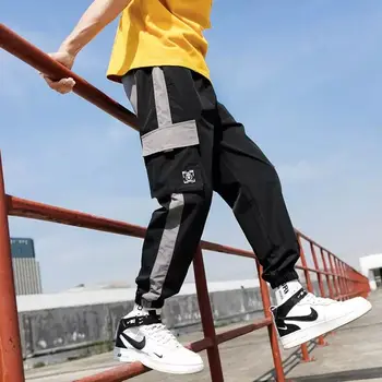 Krovinių Kelnės Vyrams Laisvi Sporto Vasaros Plonas Vyrų Kelnės Korėjos Stiliaus Pluošto Kojų Atsitiktinis Vyrų Sweatpants