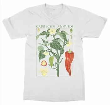 Kuakuayu HJN Čili Pipirų Augalų T-Shirt Botanikos Sodo Spausdinti Meno Botanika Žydi Vaisių, Gėlių marškinėliai