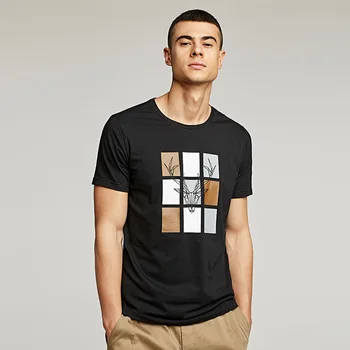 KUEGOU Ruožas medvilnės vyriški T-shirt vasaros Mados geometrinis spausdinti marškinėlius trumpomis rankovėmis, plonas Tt marškinėliai vyrams top dydis UT-09324