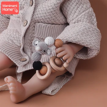 Kūdikių Teethers apyrankę medienos Nėrimo karoliukai, Nėrimo Modelis Dramblys Formos Papuošalai apvalios Medinės BPA Free mediniai žiedai Žaislai