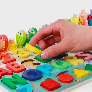 Kūdikių Žaislų Montessori Matematikos Žaislai Vaikams Švietimo Mediniai Žaislai 7 In 1 Žvejybos Skaičius Numerių Atitikimo Skaitmeninės Formos Valdybos Įspūdį Žaislai
