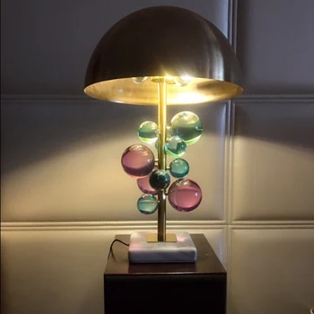 Kūrybos Aukso Aparatūros Grybų Dizaino Stalinis Apdailos Šviesos diodų (LED) Spalvotą Krištolo Rutulį Miegamojo Puošmena stalo lempa