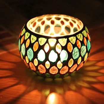 Kūrybos Maroko Mozaika, Stiklo Votive Žvakės Laikiklis Arbata Šviesos Žvakidė Namų Dekoro Stalo Puošmena Žvakių Laikikliai