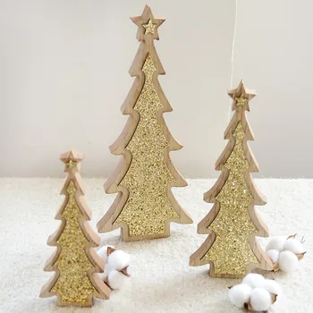 Kūrybos Mediniai Mini Kalėdinės Eglutės su Blizgančiais Šiaurės Stiliaus Kalėdų Papuošalai Stalo Dekoro Poilsio Namų Dekoro