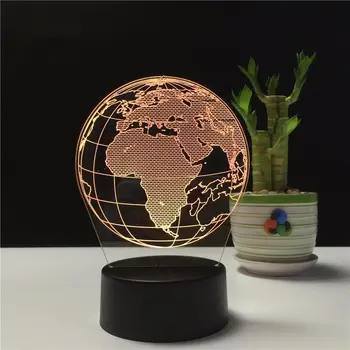 Kūrybos Žemė Pasaulyje 3D Holograma akrilo 7 Spalvų Lovos, Miegamojo Lempa Luz De LED Lempa USB Naktį Šviesos Decoracao Casa Lampka