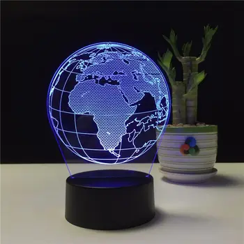 Kūrybos Žemė Pasaulyje 3D Holograma akrilo 7 Spalvų Lovos, Miegamojo Lempa Luz De LED Lempa USB Naktį Šviesos Decoracao Casa Lampka