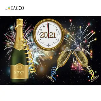 Laeacco 2021 Naujųjų Metų Šaliai Apdailos Šampanas, Fejerverkai Individualų Plakato Nuotrauka Fone Fotografijos Fonas Foto Studija