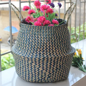 Laikymo Krepšiai, skalbinių Seagrass Krepšius Pinti Kabo Gėlių Vazonas Krepšių Saugojimo Gėlių Namuose Puodą krepšys žaislams