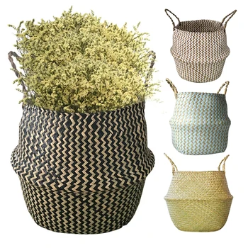 Laikymo Krepšiai, skalbinių Seagrass Krepšius Pinti Kabo Gėlių Vazonas Krepšių Saugojimo Gėlių Namuose Puodą krepšys žaislams