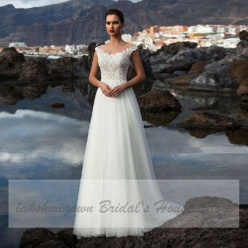 Lakshmigown Korsetas Vestuvių Suknelė Plius Dydžio Baltos Spalvos Suknelė Elegantiškas Vestuvių Boho Vestuvių Suknelė, Paplūdimio 2020 Skraiste Longue Bžūp Rankovėmis