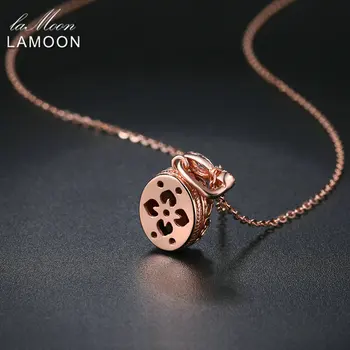 LAMOON Derliaus Natūralus Akmuo Pakabukas Karoliai Moterų Ovalo Granatas 925 Sterling Silver Rose Aukso Spalvos Fine Jewelry NI022