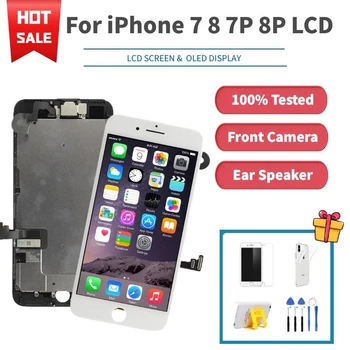 LCD iPhone 7 8 Plius 7P 8P Ekranas, Pilnas Visas Komplektas Asamblėjos 3D Jutiklinio Ekrano Pakeitimas su Priekinės Kameros Testuotas