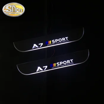 LED Dinaminis durų slenksčio nusitrinti plokštė Audi A7 Sportback Quattro 2010-2019 Ultra-plonas Pedalo perdangos šviesos pasveikinimo šviesa