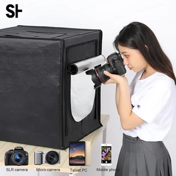 LED Lankstymo Foto Studija Softbox Švieslentę 40cm 50cm Šviesos Palapinėje Su Balta juodame Fone Aksesuarai, Šviesos Dėžutės