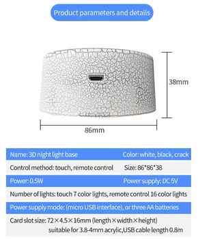 LED Touch Šviesos Pagrindo Akrilo USB Nuotolinio Valdymo Apšvietimo 3D Led Naktį Lempos Surinkti Bazės Vestuvių Kalėdų Dekoro Led Bazės