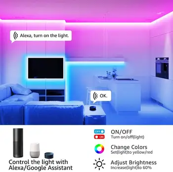 LED Šviesos Juostelės WIFI Kontrolės RGB 5050 SMD 2835 Vandeniui Lanksčios Juostelės DC12V 5M 10M, 15M 20M Atostogų Smart Home LED Šviesos