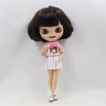 LEDINIS DBS Blyth lėlės licca kūno žaislas balta sijonas rausvos spalvos marškinėliai cute girl drabužiai