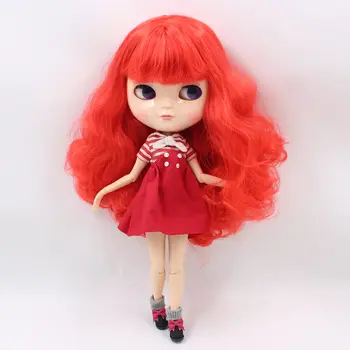 LEDINIS Nuogas Lėlės Serija Nr. BL1248 Raudoni garbanoti plaukai kaip Blyth makiažas,BENDRI kūno,mažesnės kainos BJD