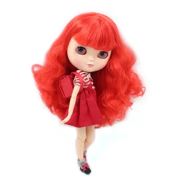 LEDINIS Nuogas Lėlės Serija Nr. BL1248 Raudoni garbanoti plaukai kaip Blyth makiažas,BENDRI kūno,mažesnės kainos BJD